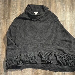 Coldwater Creek Charcoal Fringe Poncho